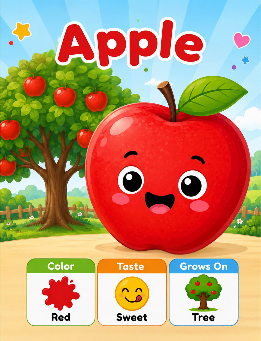 Original fruit facts page from Fruits and Vegetables Activity Book