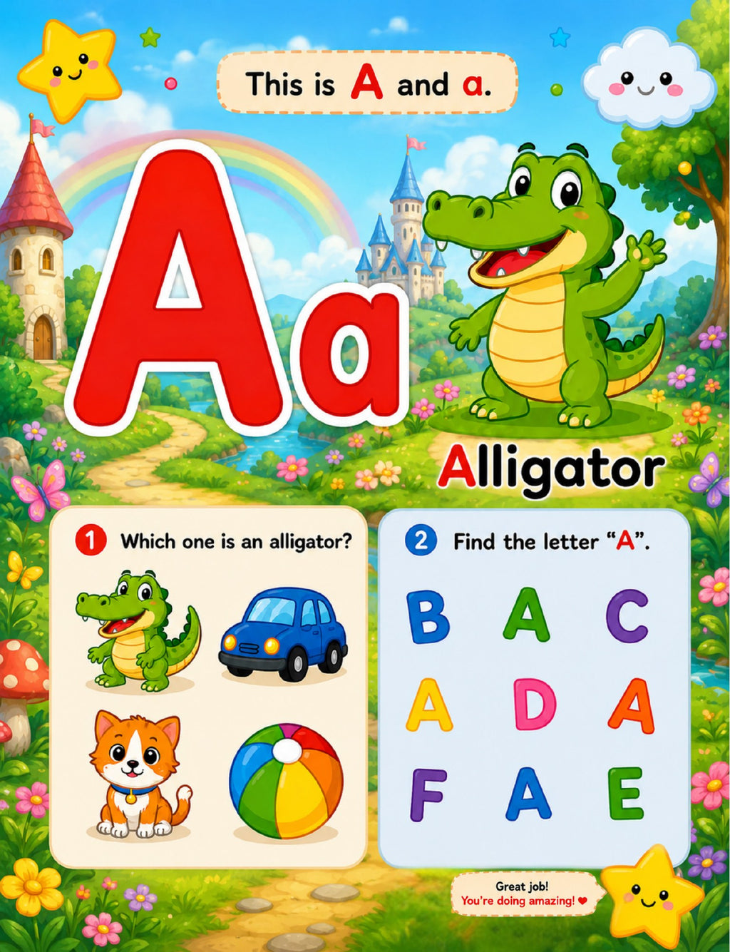 Original letter A activity page from My First Alphabet ABC