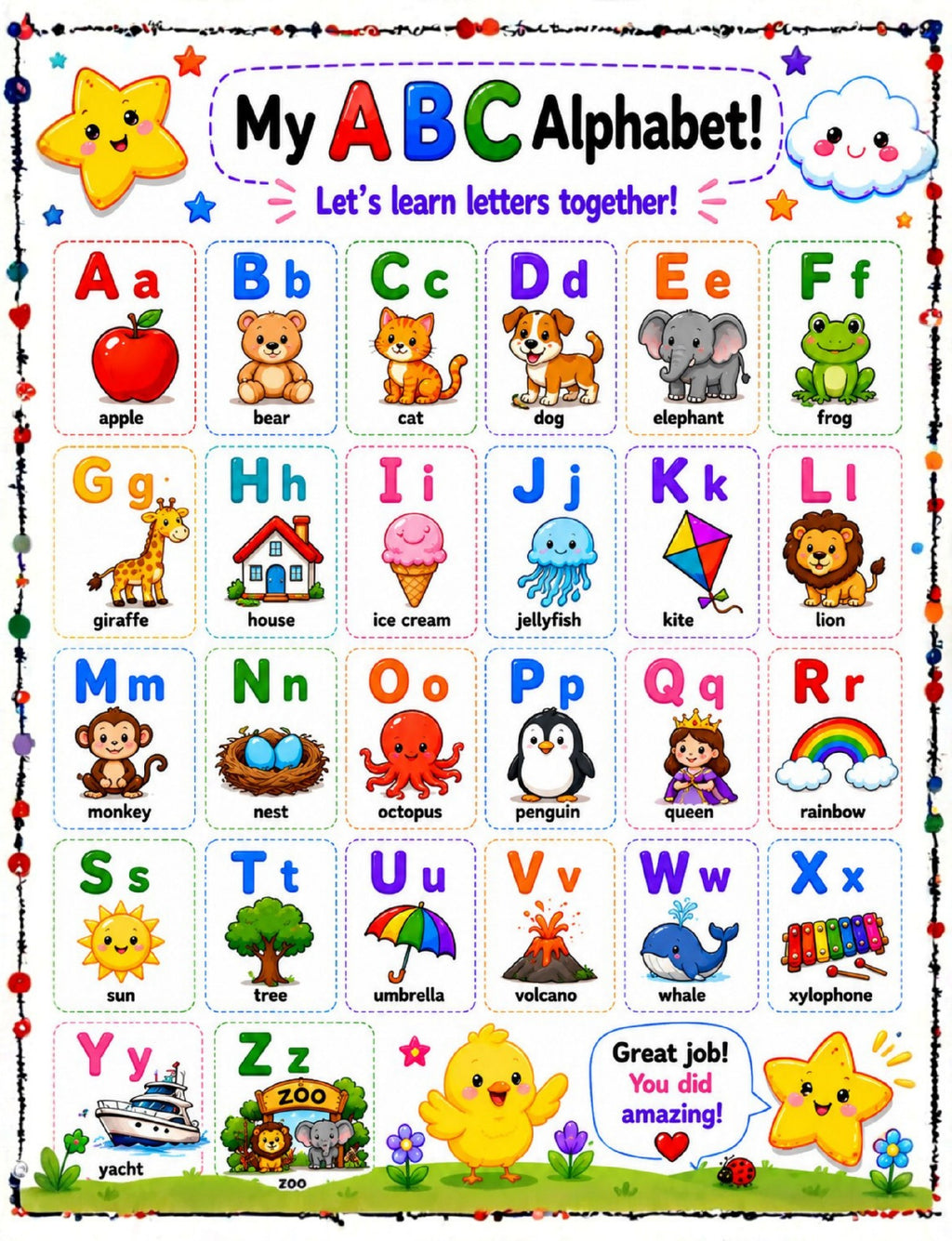 Original alphabet overview activity page from My First Alphabet ABC
