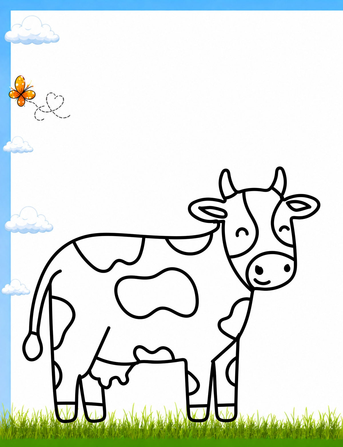 Original cow coloring page from Farm Animals Coloring Book