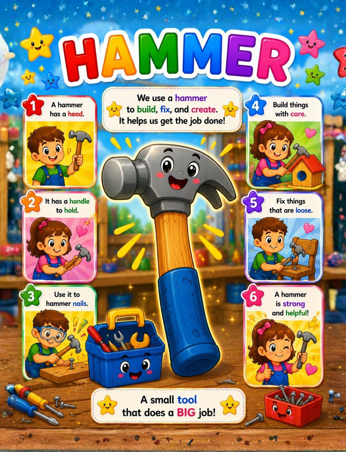 Original learning or coloring page from Hand Tools Activity Book