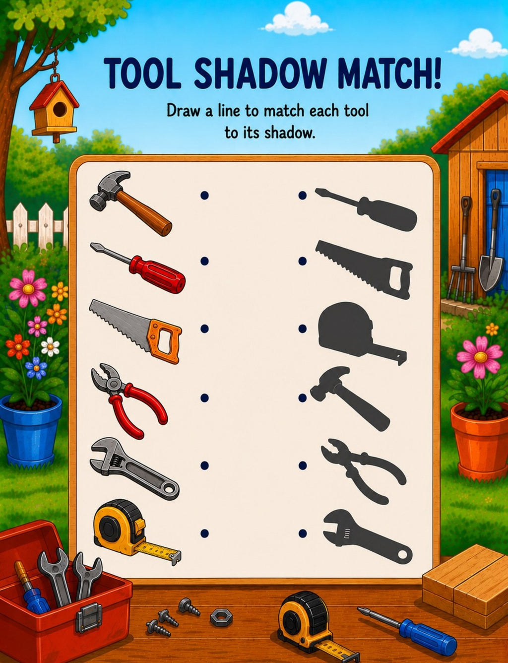 Original activity page from Hand Tools Activity Book