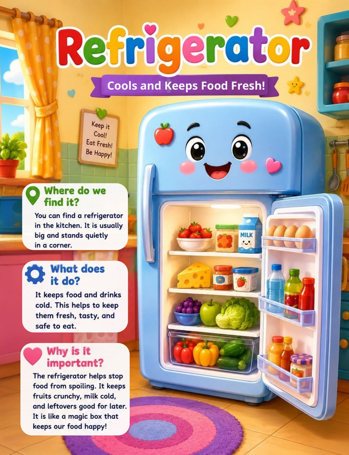 Original refrigerator learning page from Household Appliances Activity Book