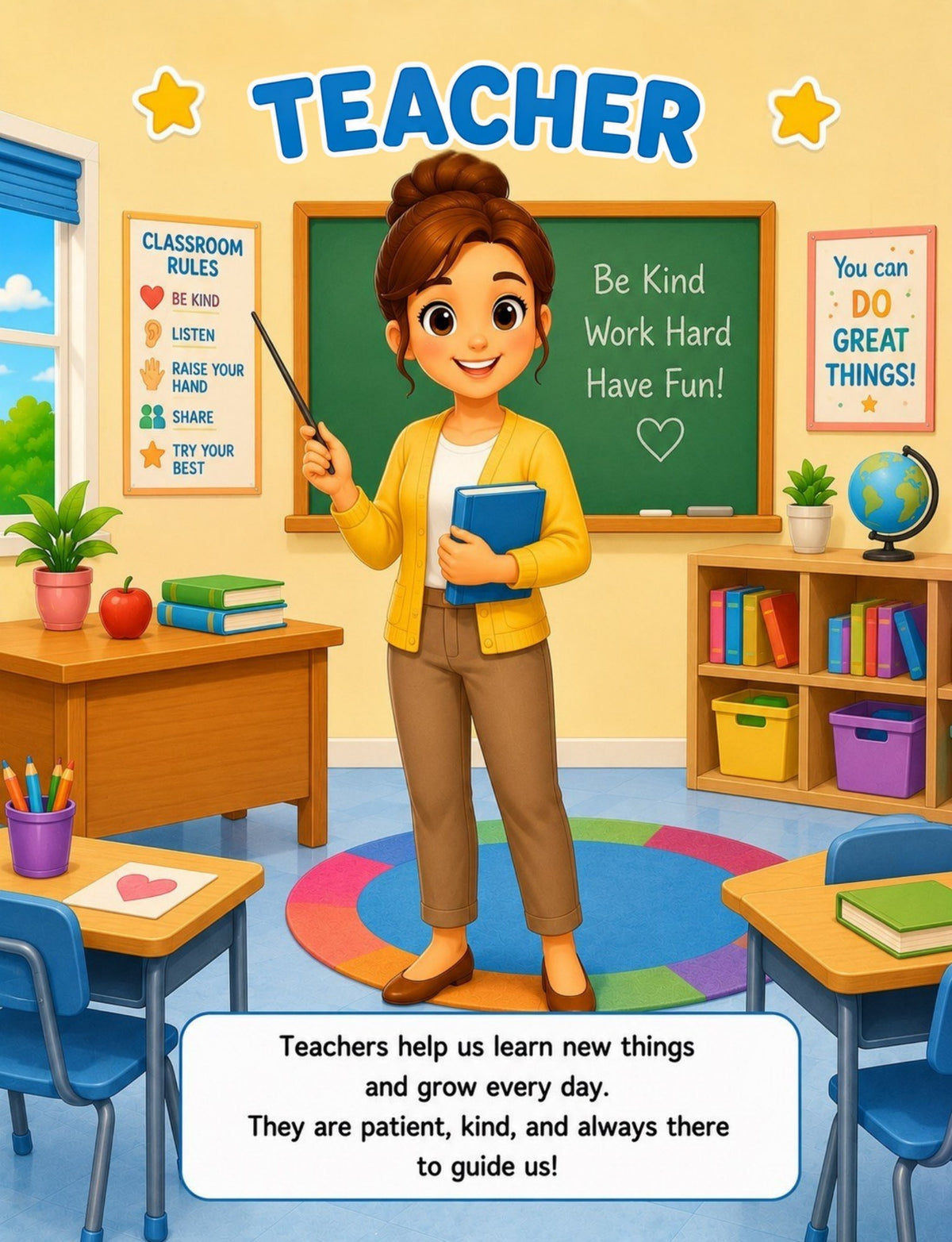 Original teacher facts page from Jobs People Do Activity Book