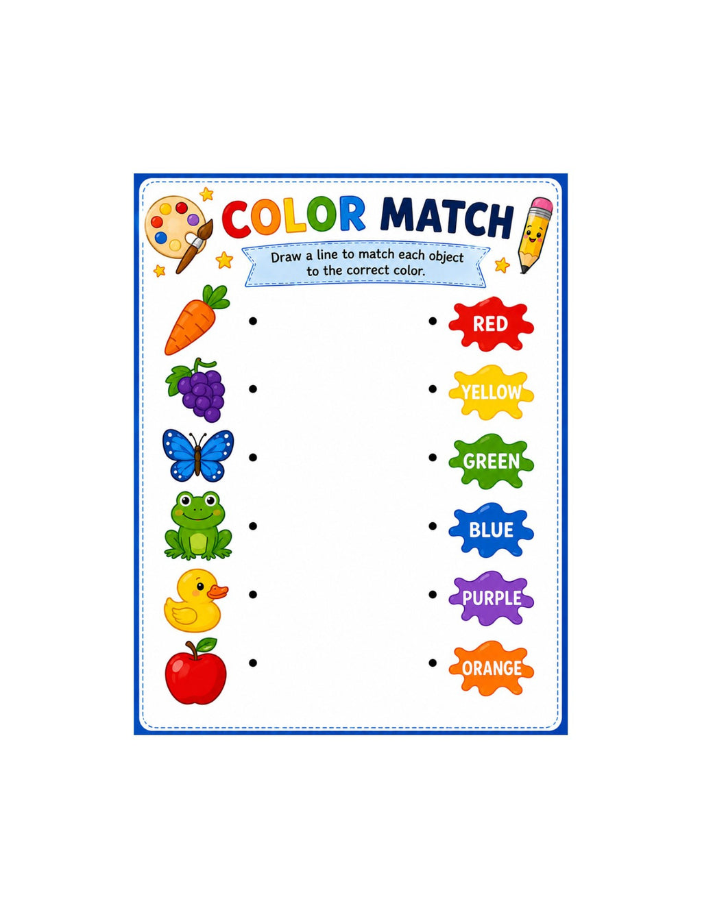 Original color matching activity from My Color Adventure ages 5 to 7