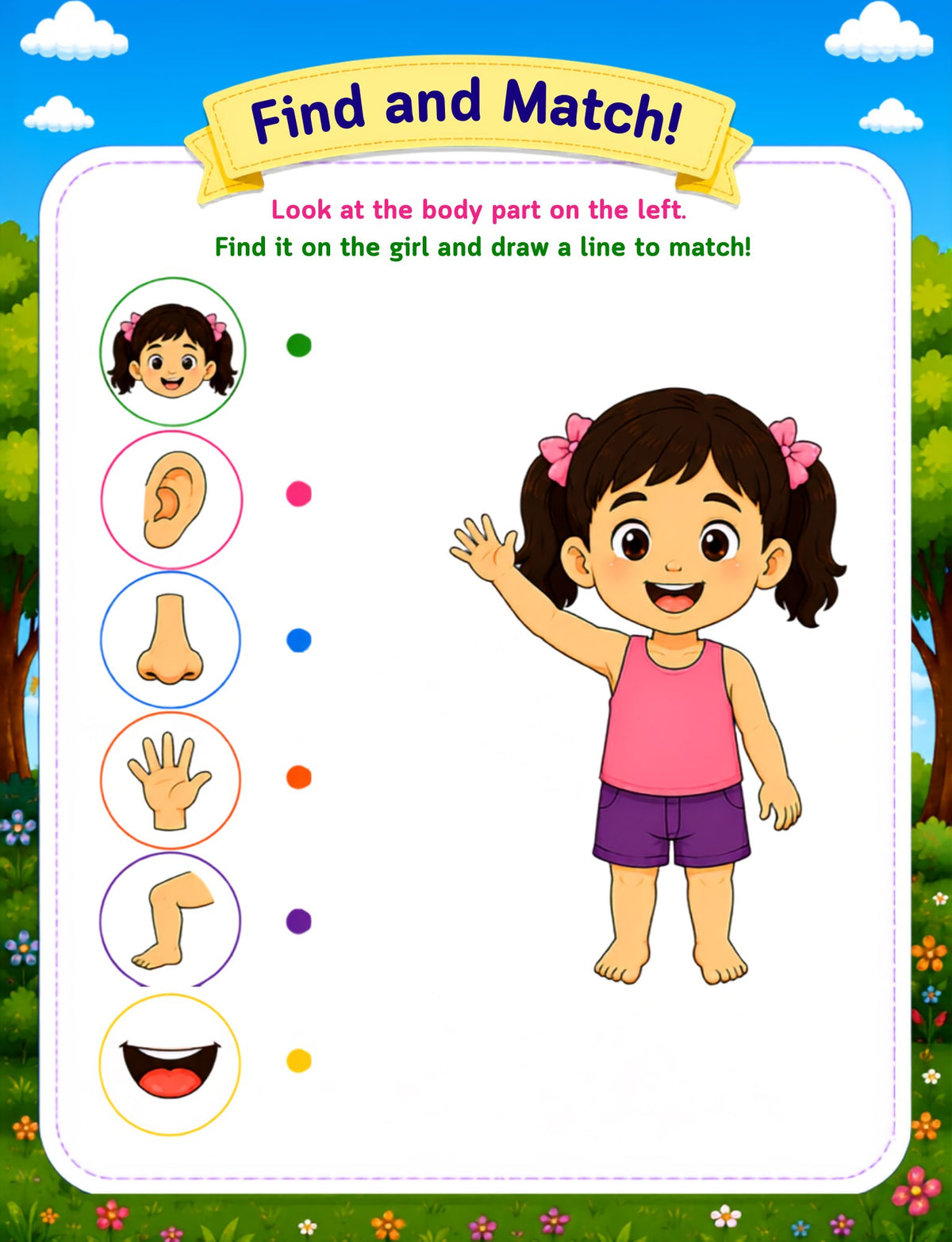 Original body parts matching activity page