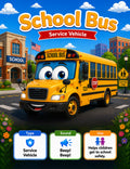 Original school bus learning page from Road Vehicles Learning and Activity Book