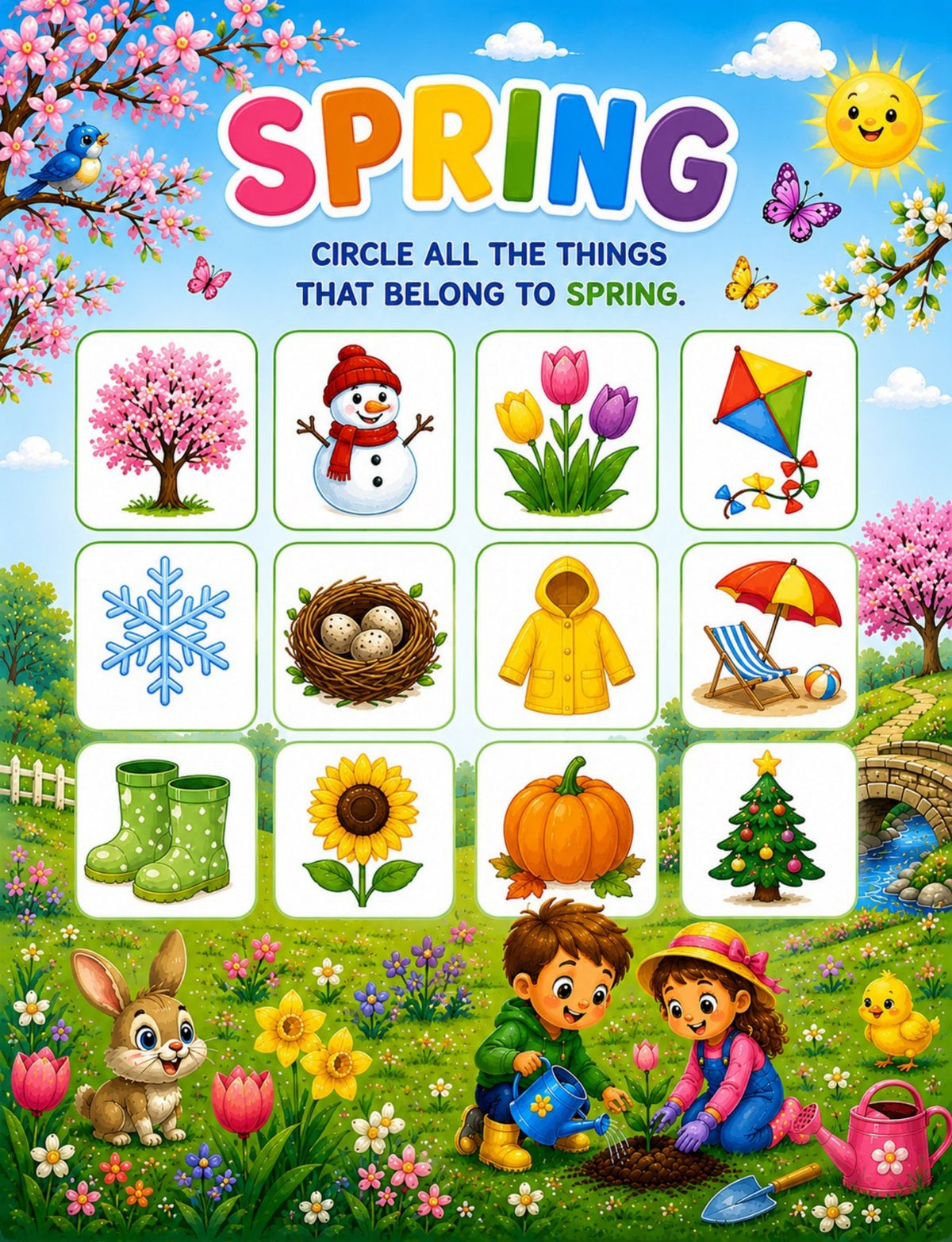 Original spring activity page from My First Seasons Activity Book