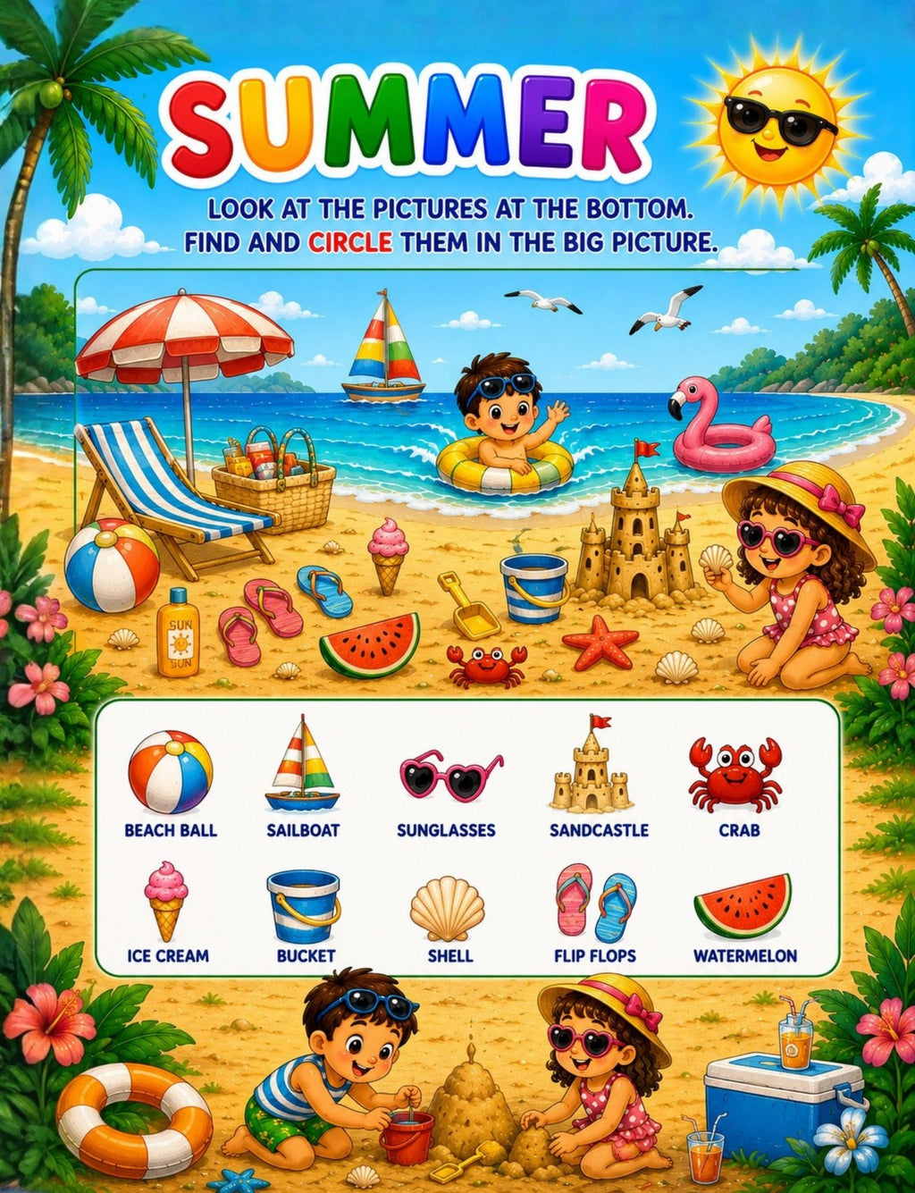 Original summer activity page from My First Seasons Activity Book