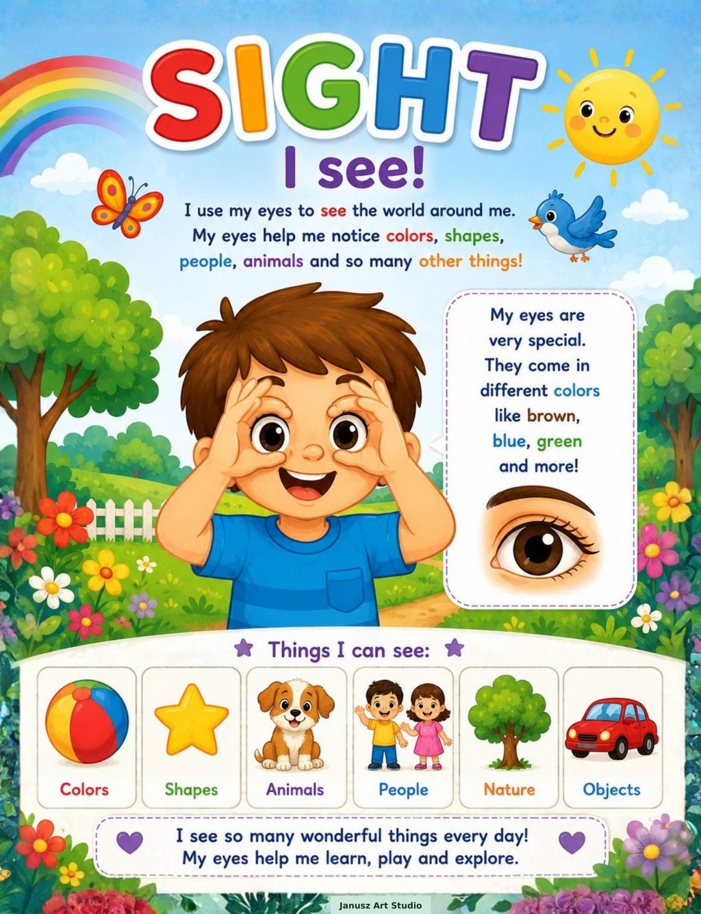 Original senses learning page from My Senses and Sensations Activity Book