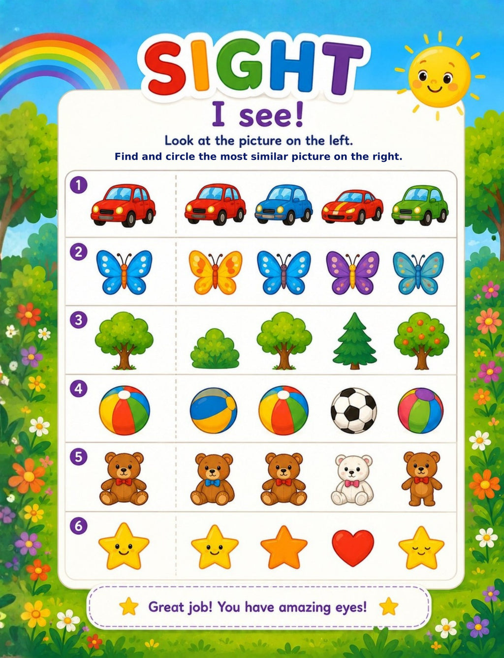 Original sight activity page from My Senses and Sensations Activity Book