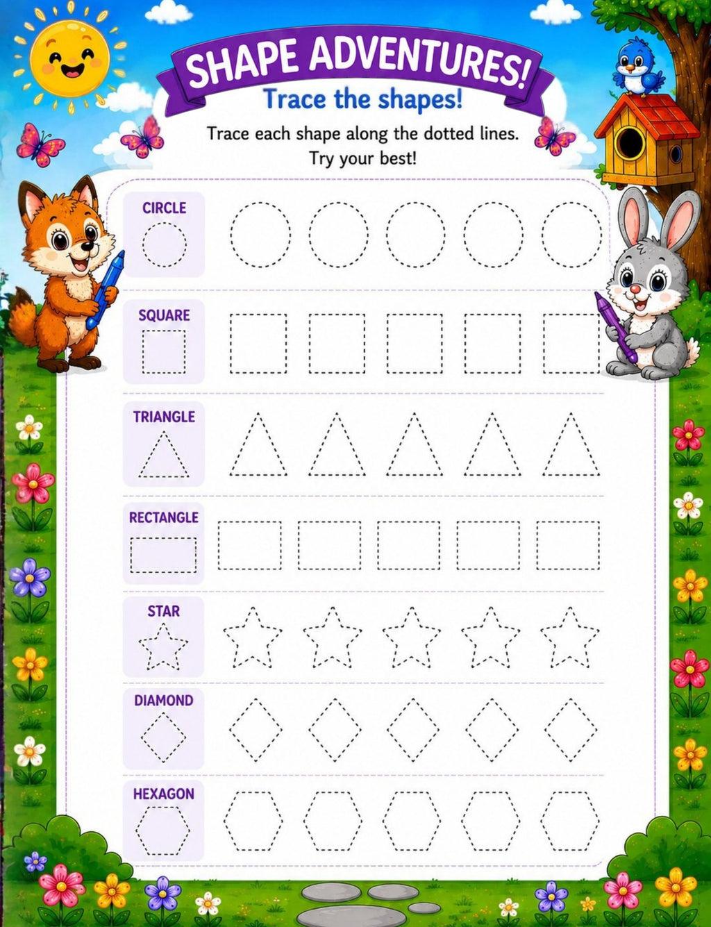 Original tracing activity from Shape Fun My First Shapes Activity Book