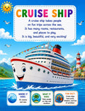Original cruise ship learning page from My Water Vehicles Activity Book