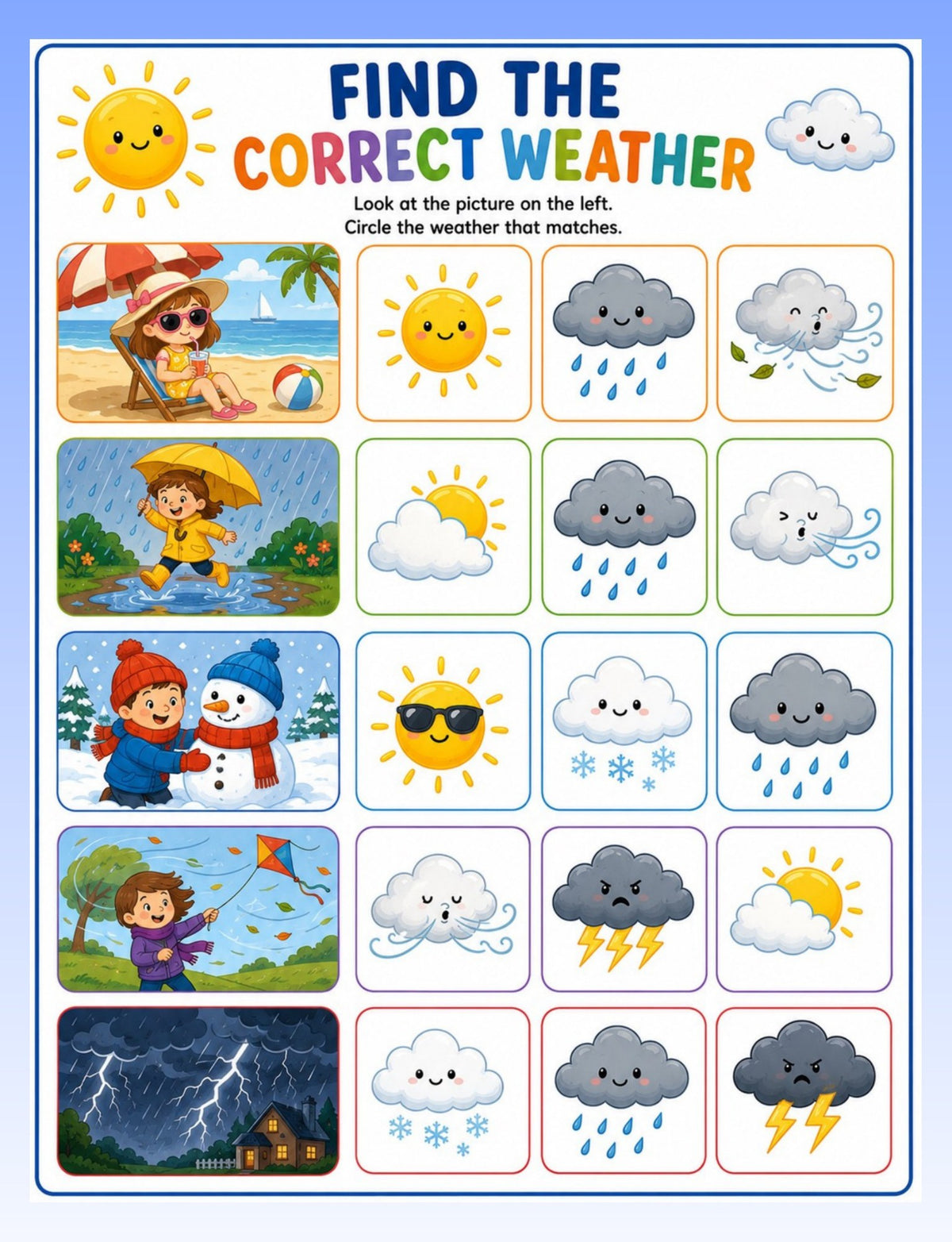 Original activity page from My First Weather Activity Book